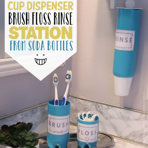 Matching DIY Cup Dispenser Bathroom Set From Soda Bottles
