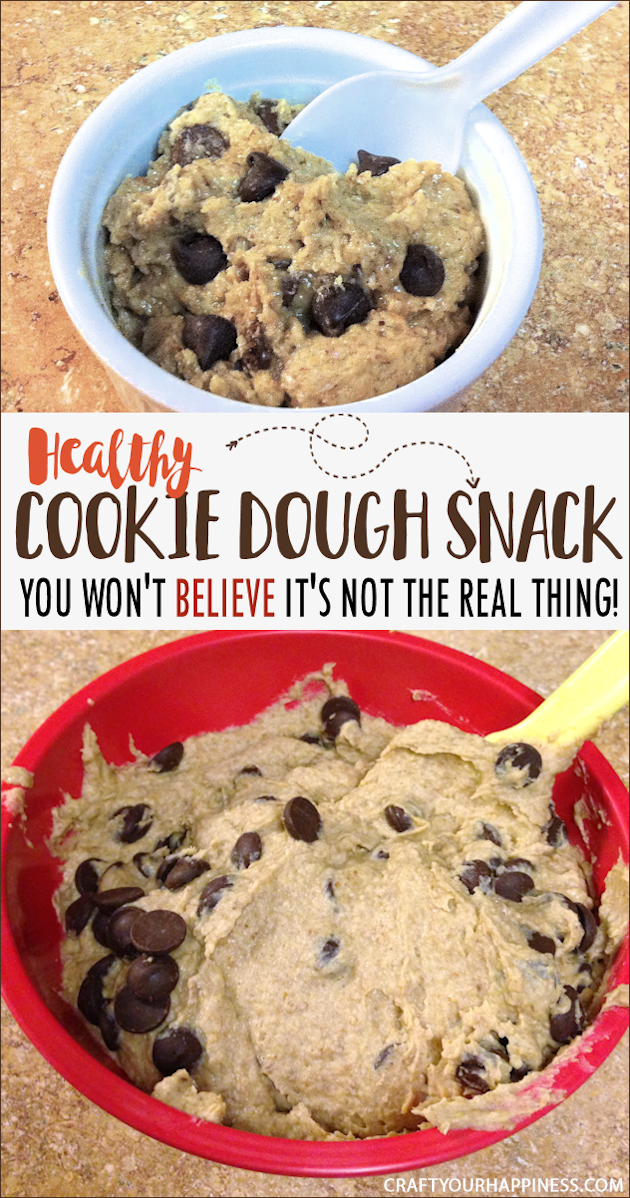 You won't believe how delicious this healthy cookie dough recipe is. And it tastes JUST LIKE THE REAL THING except its good for you! (Printable Recipe)
