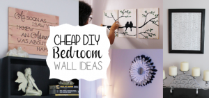 Do you need some cheap bedroom wall ideas? Here are a few things to get your creative juices flowing! We used inexpensive things plus other items we already had around the house and you’ll be amazed what we came up with. Take these ideas and adapt them to your own bedroom or any room for that matter! (These are part of our Budget Bedroom Makeover series: http://bit.ly/budgetbedroomseries )