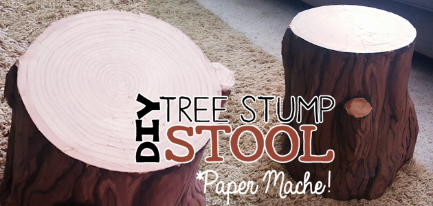 Paper Mache Tree Stump Stool