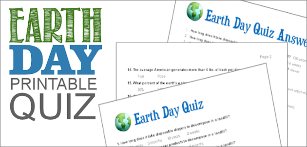 Grab our free printable Earth Day quiz! It's full of interesting and fun facts. The three page pdf has two pages of questions and a page with the answers.