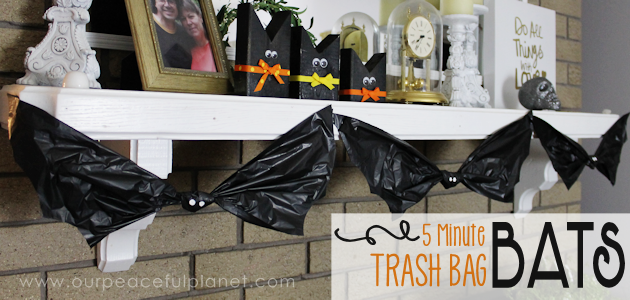 How to Make 5 Minute Trash Bag Bat Halloween Decorations