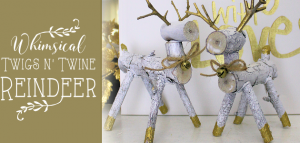 These festive little wooden reindeer are a mix of modern and rustic style and only require some tiny branches off your tree. Add twine and a bell and they're complete!