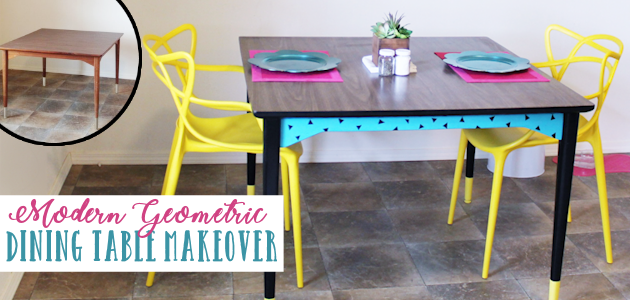 Before & After Modern Geometric Painted Dining Table