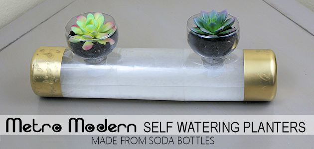 Metro Modern Self Watering Planters from Soda Bottles