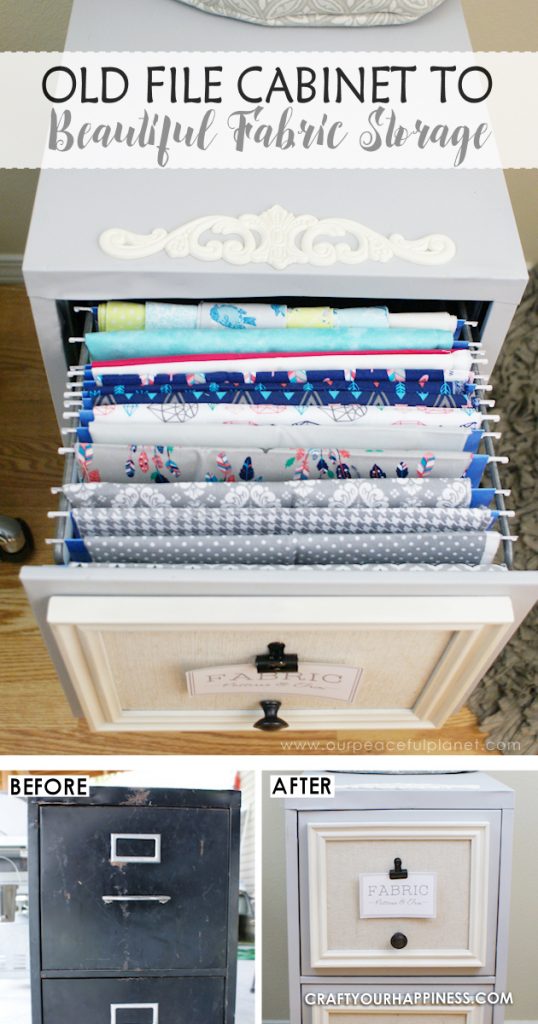 2 Drawer File Makeover For Fabric Storage