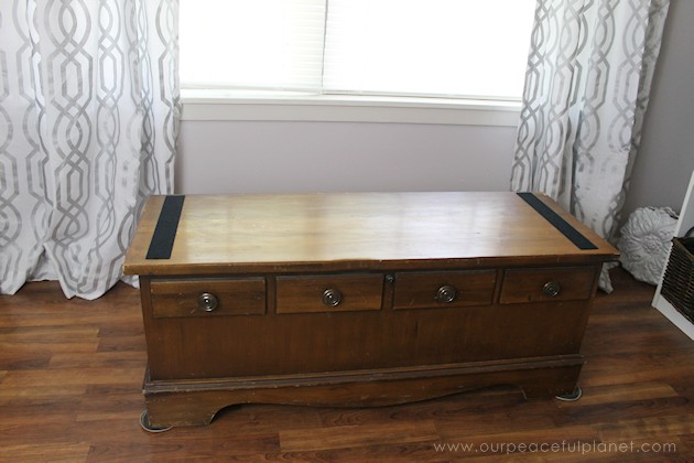 Turn a cedar chest into a window seat by making a removable DIY bench seat for it that attaches with no nails or screws. Also for pets to look out windows.