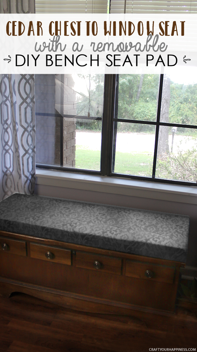 Turn a cedar chest into a window seat by making a removable DIY bench seat for it that attaches with no nails or screws. Also for pets to look out windows.