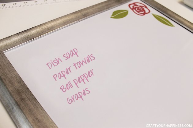 It's super easy to make any size DIY dry erase board using a roll of adhesive backed dry erase paper. We made a kitchen board and added some extras including making our own eraser!