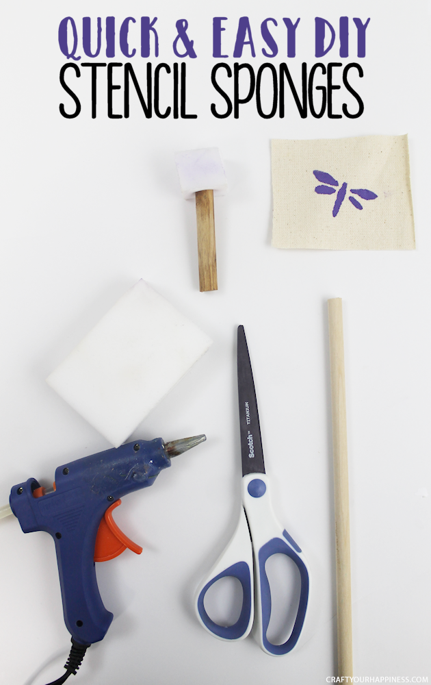 Here's a quick way to make stencil sponges, or as they are sometimes called stipplers. All you need is a dowel, glue, scissors and a foam sponge!