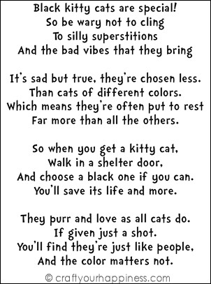 Black cats are the least adopted & most euthanized in the US. Pass out these easy to make DIY Lucky Black Cat Charms & help dispel harmful superstitions!