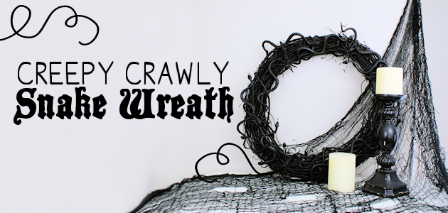 Make this creepy crawly DIY Halloween wreath to frighten up your door! It's cheap & quick to make. Use any bugs you like, but we choose spiders & snakes.