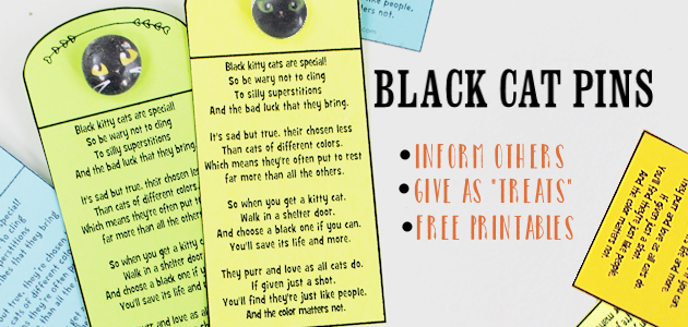Black cats are the least adopted & most euthanized in the US. Pass out these easy to make DIY Lucky Black Cat Charms & help dispel harmful superstitions!