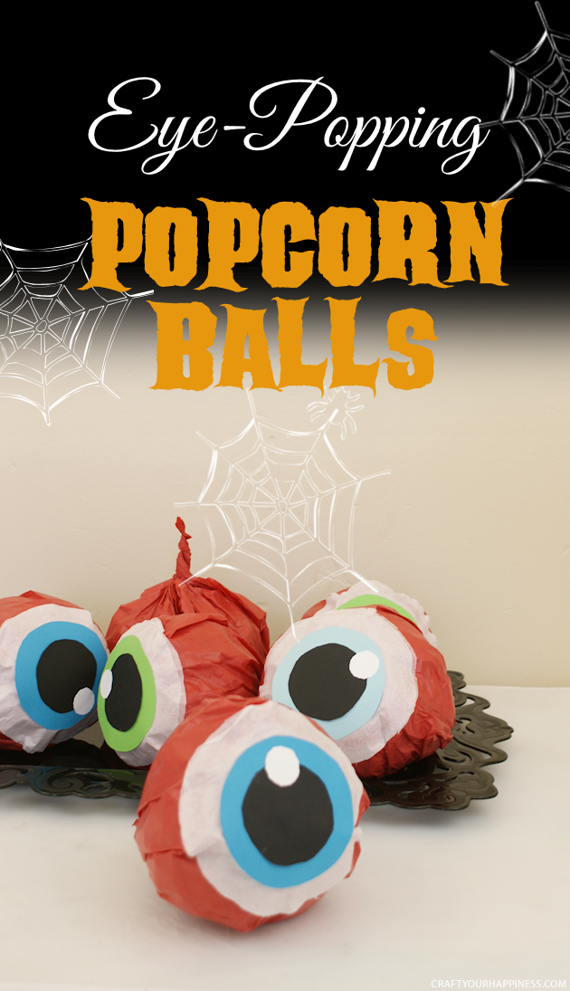 Hand out these giant eye popping halloween popcorn balls and you'll be the favorite house on the block! Also great for parties. Healthy recipe included!