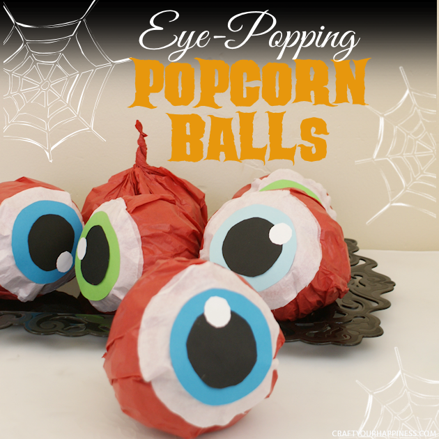 Hand out these giant eye popping halloween popcorn balls and you'll be the favorite house on the block! Also great for parties. Healthy recipe included!