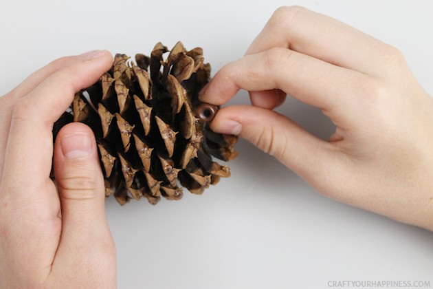 Learn how to make a pinecone wreath in 30 minutes! You can decorate the base wreath however you wish. We used a big red bow. Plus it's an upcycle project!