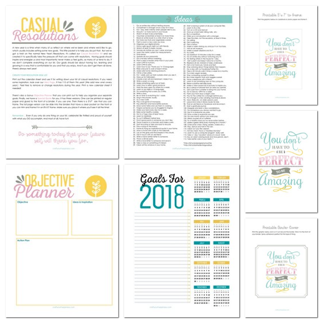 Make goal setting fun with our free printable Casual Resolutions Kit! It's a way to take the stress out New Year's resolutions. Lot of ideas are included!