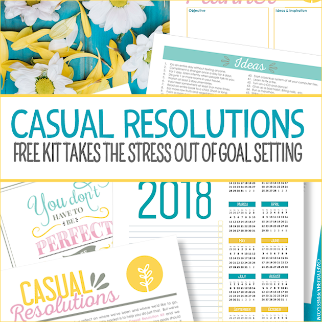 Make goal setting fun with our free printable Casual Resolutions Kit! It's a way to take the stress out New Year's resolutions. Lot of ideas are included!