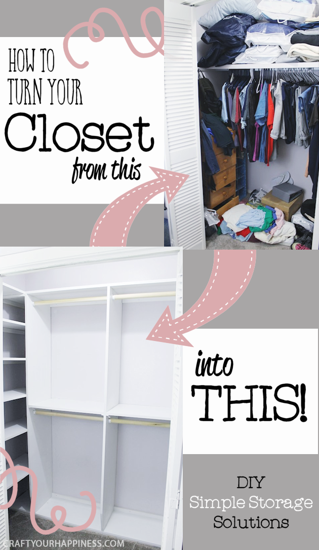 Could your closet use a little more space and organizing? We’ll show you how to build closet shelves along with the rods and cubby holes. We tripled our space! Even amateur woodworkers (like us) can do it with a few tools. Ours was measured and designed in the free software Google SketchUp. (File included.)