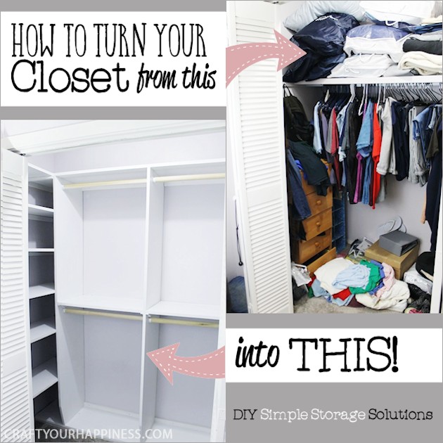 Could your closet use a little more space and organizing? We’ll show you how to build closet shelves along with the rods and cubby holes. We tripled our space! Even amateur woodworkers (like us) can do it with a few tools. Ours was measured and designed in the free software Google SketchUp. (File included.)