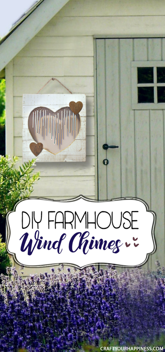 These unique farmhouse style DIY wind chimes can be hung on a wall instead of from the eaves of your porch. It looks beautiful inside or out!