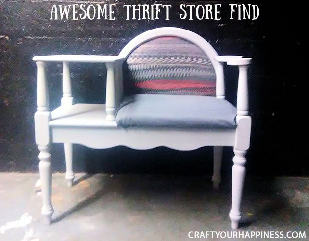 Check out this unique Thrift Store Makeover as we turn an old telephone bench we found for mere dollars into a piece of colorful retro modern furniture.