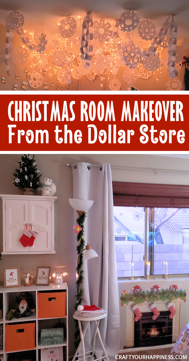 Transform any room using our budget Christmas decorating room makeover ideas using 'mostly' items from the dollar store! Includes awesome projects!