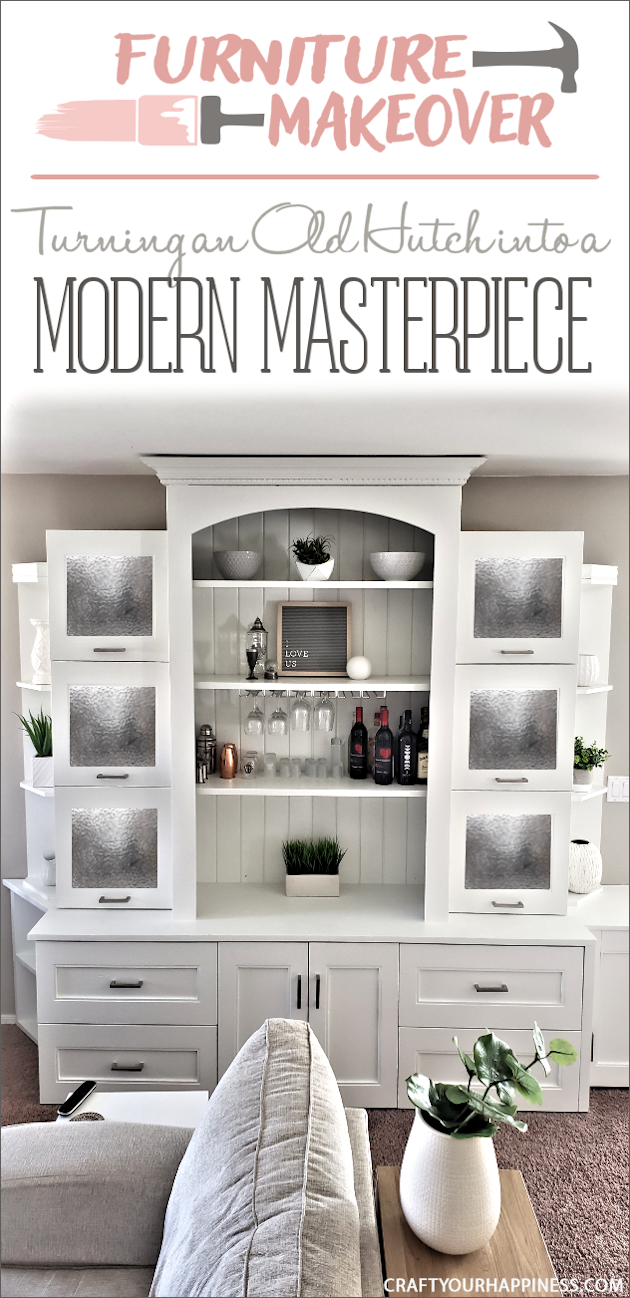  See our hutch makeover! We took an old huge black hutch and turned it into a modern beautiful hutch using paint, new hardware and a little ingenuity!