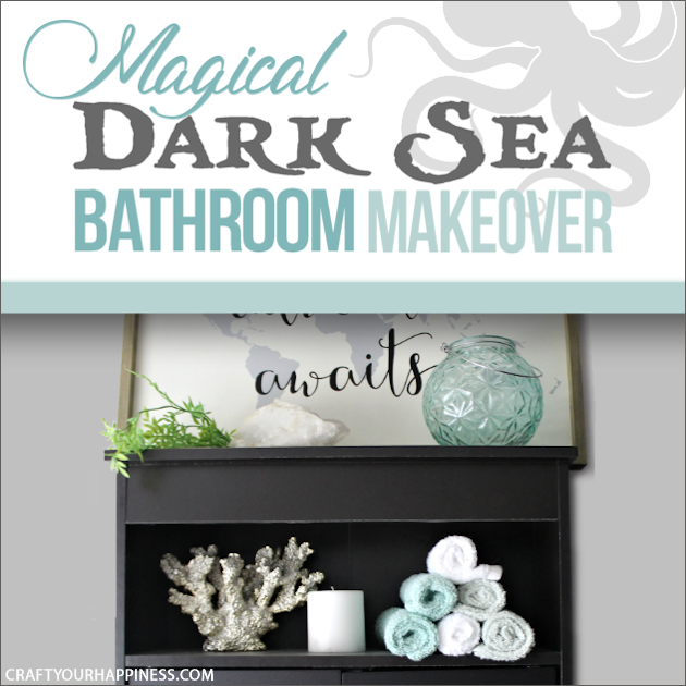 If you're looking for a unique bathroom makeover wait till you see how we turned a bleh master bathroom into a magical dark sea theme.