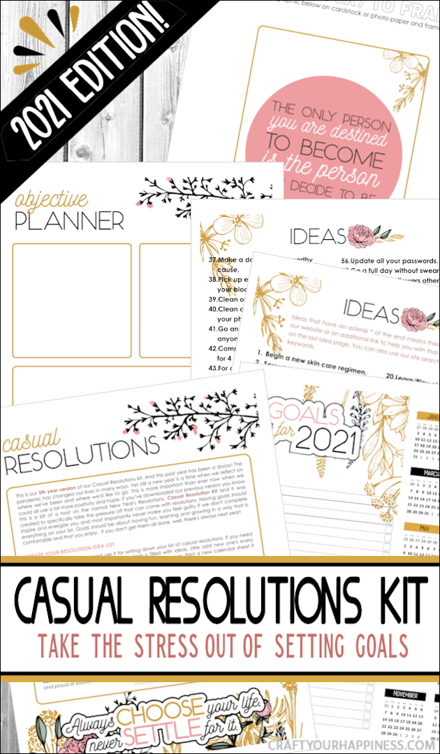 It's 2021 & goals have never been easier! This is our 6th edition of our FREE & popular Casual Resolutions Kit with a whole new theme & ideas!