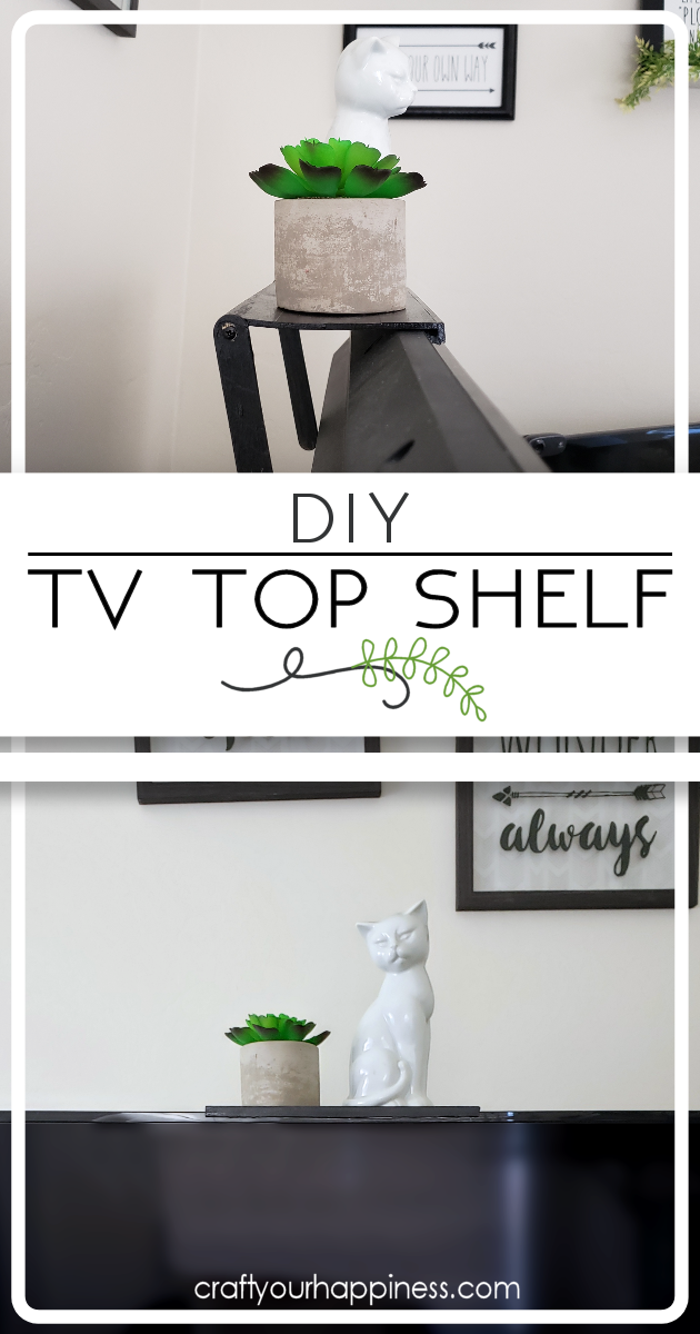 Check out our DIY TV top shelf made from paint sticks. This shelf sits on the top of your TV or monitor and can hold lightweight items!