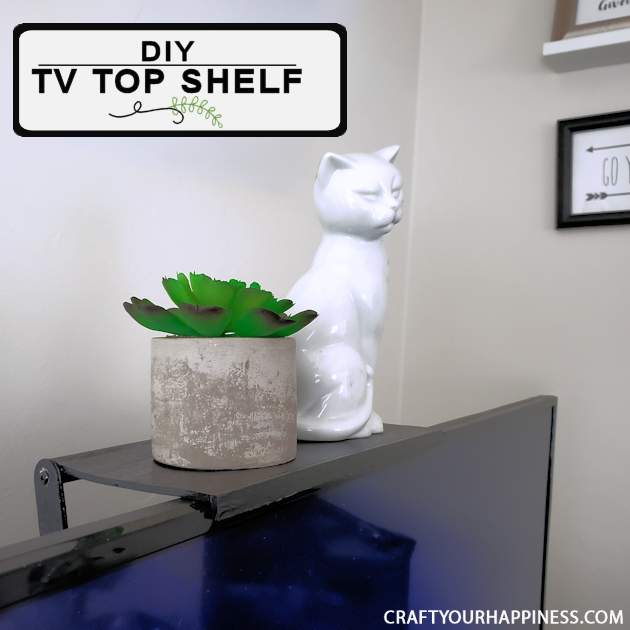 Check out our DIY TV top shelf made from paint sticks. This shelf sits on the top of your TV or monitor and can hold lightweight items!