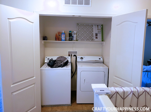 Doing laundry isn't most people's favorite job. Having the area beautified can make it a more pleasant experience. Check out our bright small closet laundry room makeover!