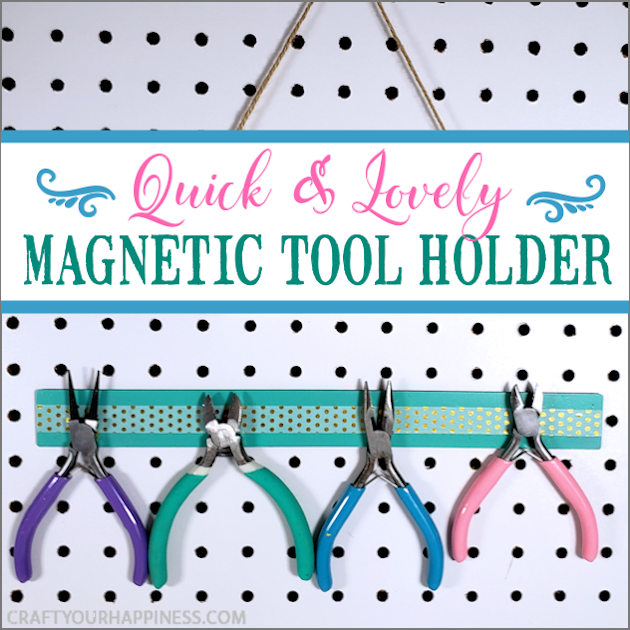 We've got a simple inexpensive way to make a small but attractive DIY magnetic tool holder to keep your small tools at your fingertips! It's for any place you do crafting projects or other things that require metal tools