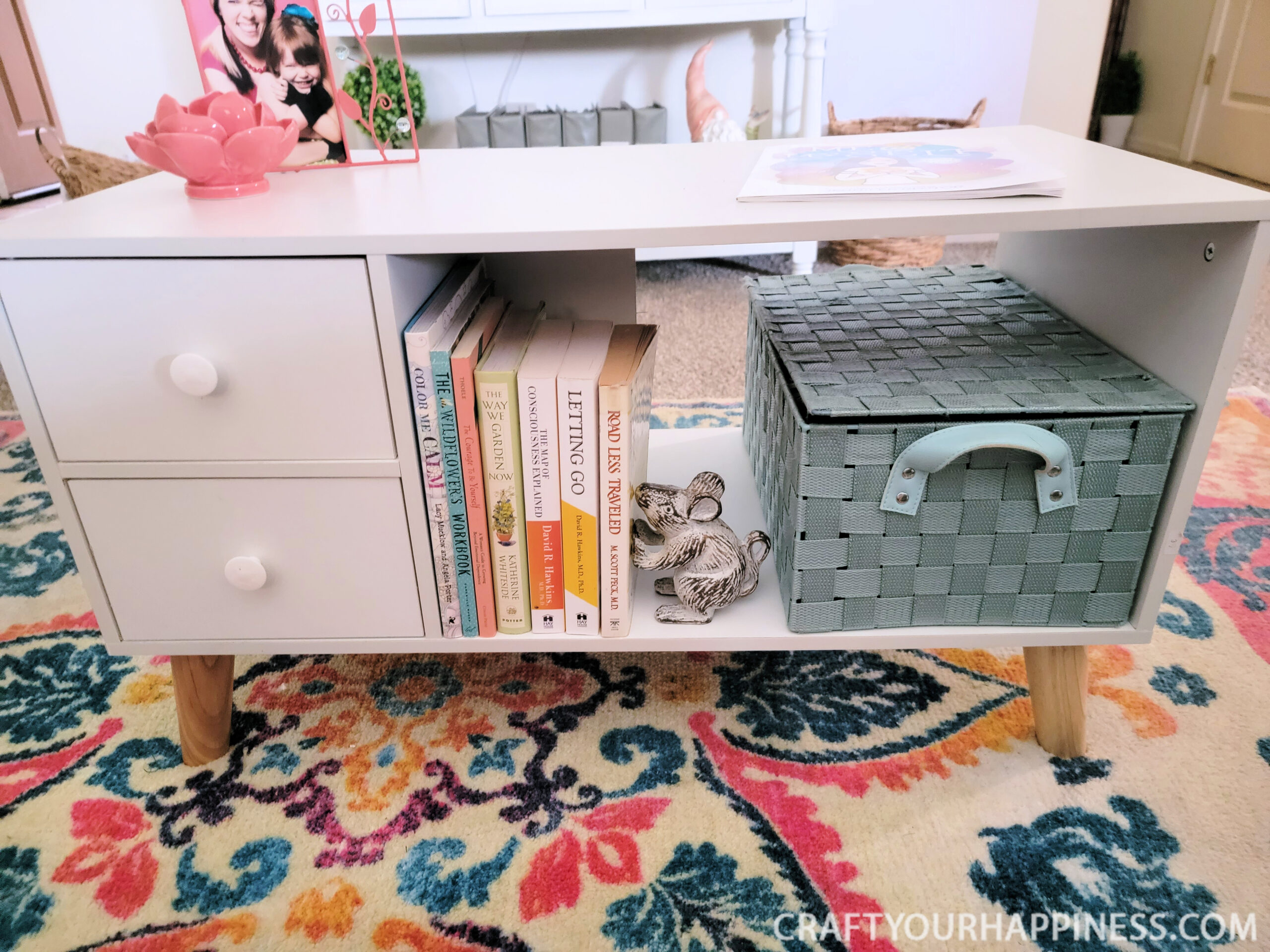 If you have any small cubby nooks that you wish were easier to access check out our easy stylish pull-out drawers made from dollar store baskets!