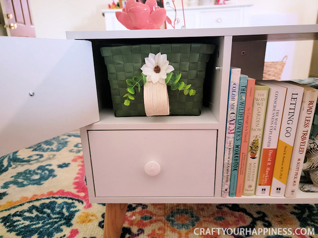 If you have any small cubby nooks that you wish were easier to access check out our easy stylish pull-out drawers made from dollar store baskets!