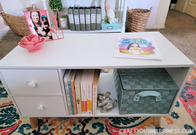 If you have any small cubby nooks that you wish were easier to access check out our easy stylish pull-out drawers made from dollar store baskets!