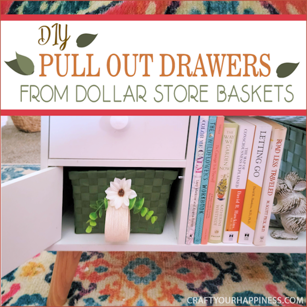 If you have any small cubby nooks that you wish were easier to access check out our easy stylish pull-out drawers made from dollar store baskets!