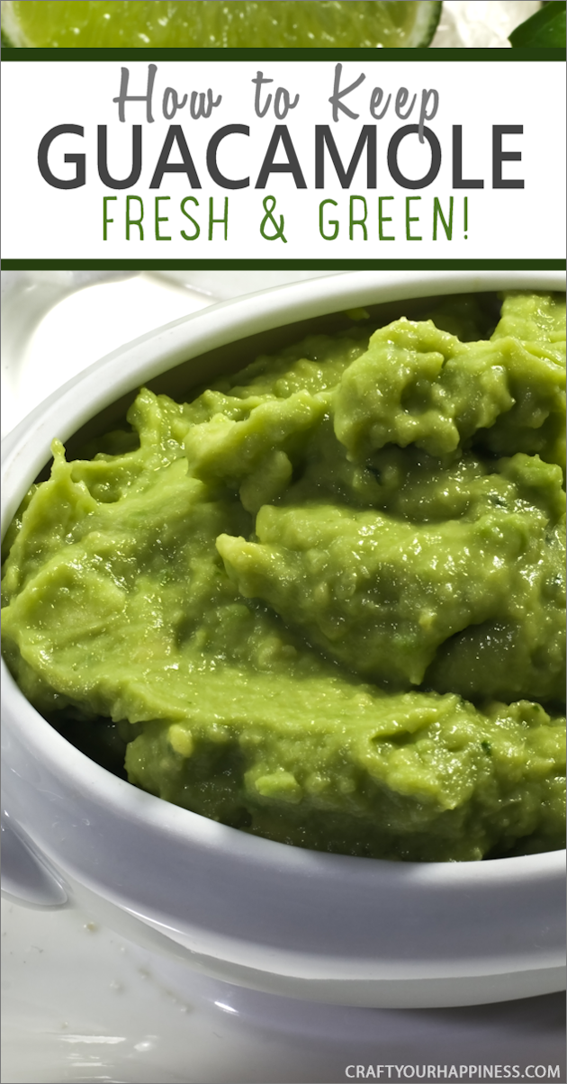 I finally figured out how to keep guacamole green and fresh in your refrigerator! No kidding, this idea really works! Easy and quick. 