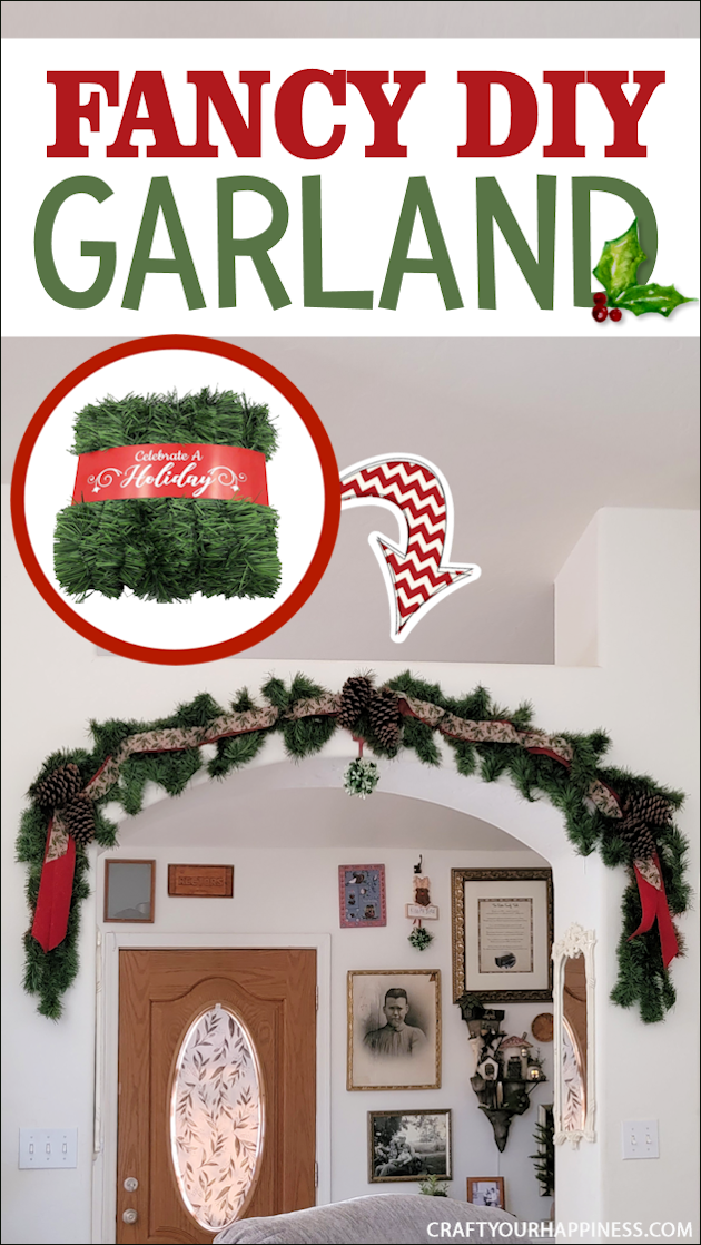 Brighten up your holiday and deck your halls by making your own fancy DIY garland from plain green garland. 