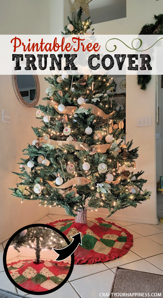 If you have an artificial Christmas tree without a fake tree trunk cover for the bottom we've got a quick inexpensive fix! We even have a printable version!