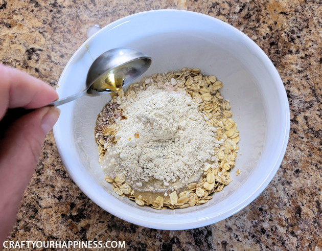 You can make this moist quick microwave baked oatmeal for a healthy breakfast or even a snack! Works in the oven too!