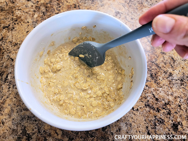 You can make this moist quick microwave baked oatmeal for a healthy breakfast or even a snack! Works in the oven too!