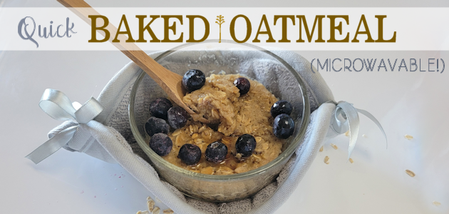 You can make this moist quick microwave baked oatmeal for a healthy breakfast or even a snack! Works in the oven too!