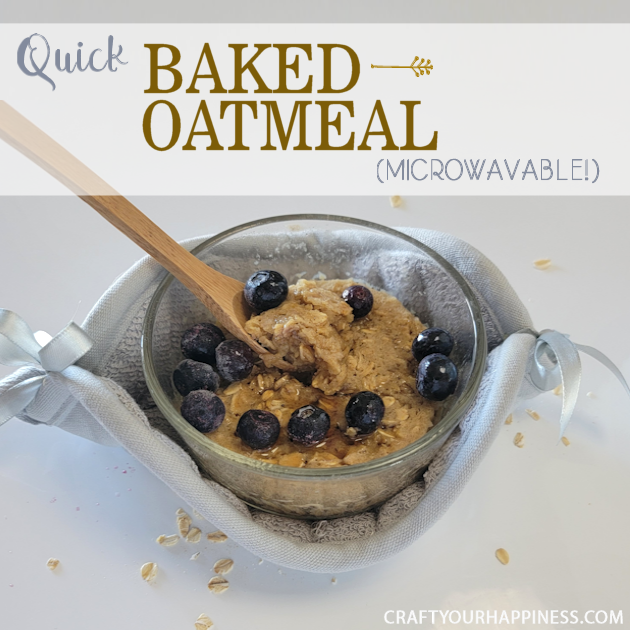 You can make this moist quick microwave baked oatmeal for a healthy breakfast or even a snack! Works in the oven too!