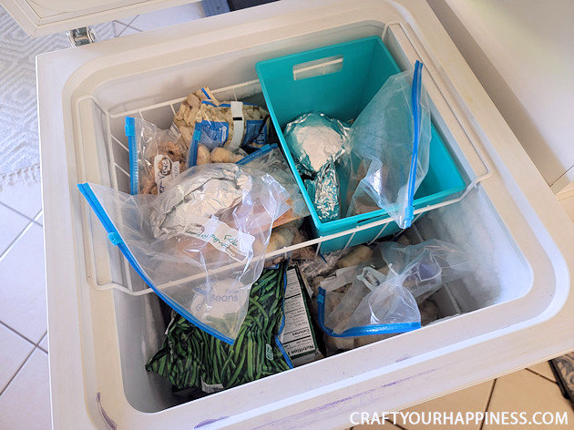 We figured out a fun simple and inexpensive way to organize a chest freezer! Plus, there are FREE inventory sheets to download!