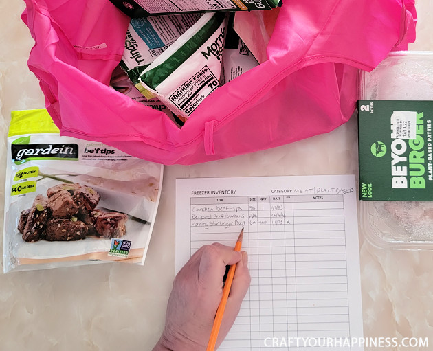 We figured out a fun simple and inexpensive way to organize a chest freezer! Plus, there are FREE inventory sheets to download!