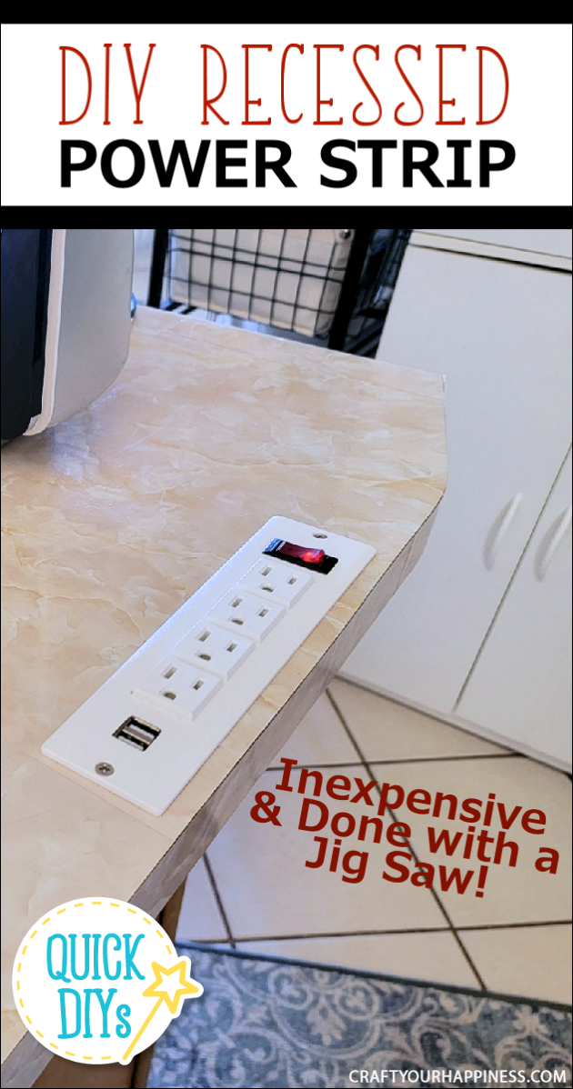 Learn how to install a handy inexpensive recessed powerstrip for areas with overhangs such as kitchen islands. It's easier than you think!
