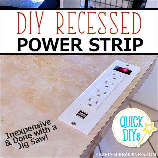 Learn how to install a handy inexpensive recessed powerstrip for areas with overhangs such as kitchen islands. It's easier than you think!