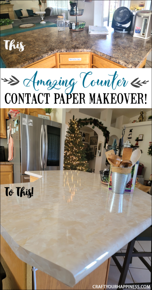 Learning how to cover a countertop with contact paper is easier than you think! It can last a long time if you're careful with it!